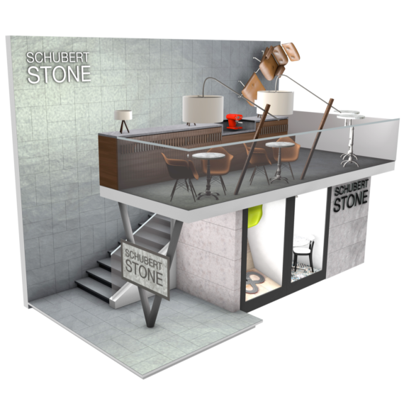 Steine mit Niveau — Messestand für Schubert Stone